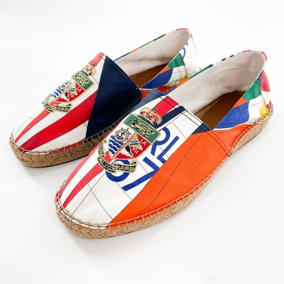 NEW POLO RALPH LAUREN Cevio Slip On Loafer Espadrille Cruise Print Nautical 11 D - Picture 2 of 12